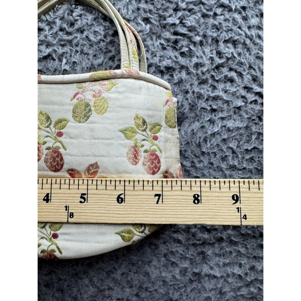 Vintage 90'sManolo Blahnik Fruit Embroidered Canvas Handle Bag Beige - Picture 11 of 13